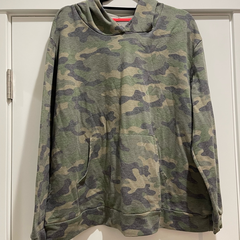 Camo Pullover Hoodie | Green Camouflage Sweatshirt | Kangaroo Pocket | Size 2X